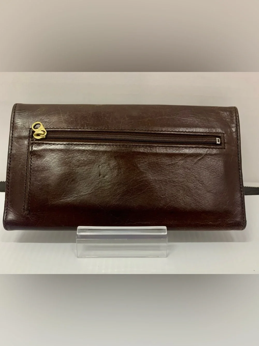 Coach Vintage Water Buffalo Dark Brown Leather Tri-Fold Wallet #4730